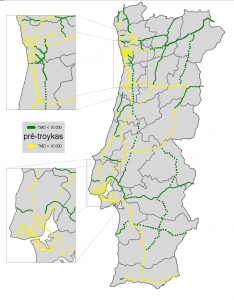 Troços de AE com TMD > 10.000 veículos (2010)